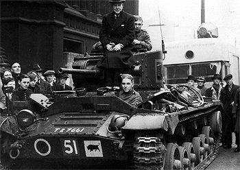 1939 - Clifford has to leave to fight in the Second World War (front of tank)